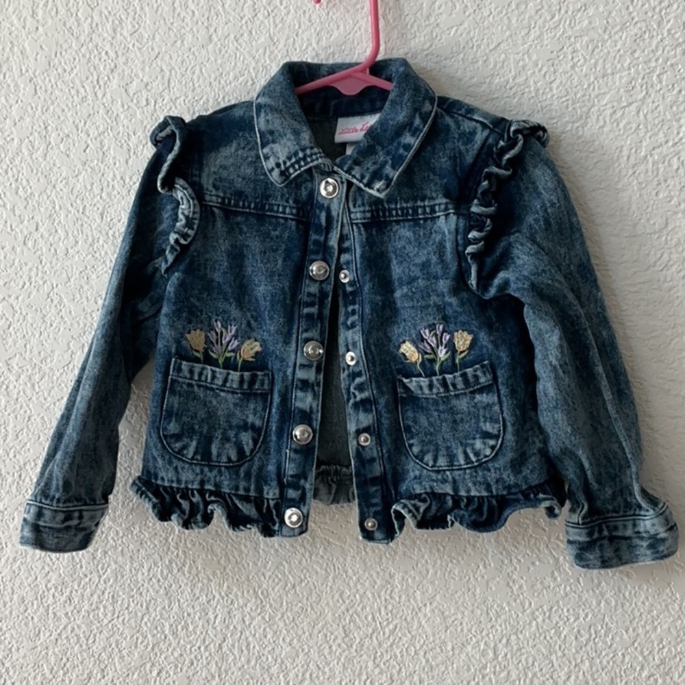 Kid’s Denim Kids Jacket with Floral Embroidery Size 3T